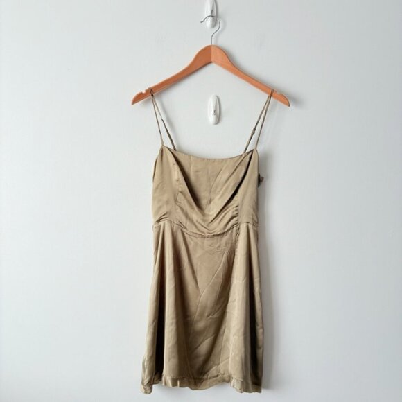Aritzia Wilfred Skye Mini Dress Champagne Beige Size Small - Picture 3 of 6